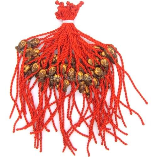 50pcs Handmade Braided Lucky Red String/Rope/Cord Bracelets 19cm Resin Carving Fish Bracelet SENHUA MB43