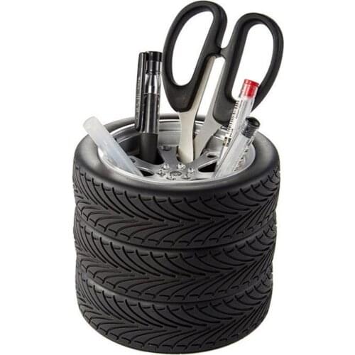 Portable Creative ABS Tire Shaped Pen Stand Pencil Holder Desk Organizer Office Stationery Держатель ручки для шин