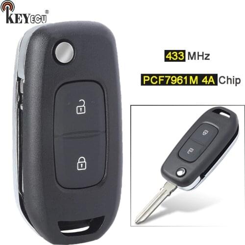 KEYECU FSK 433MHz PCF7961M 4A Chip 2 Button Replacement Remote Key Fob Remote Key for Renault Dacia Logan 2 Logan II 2018-2020