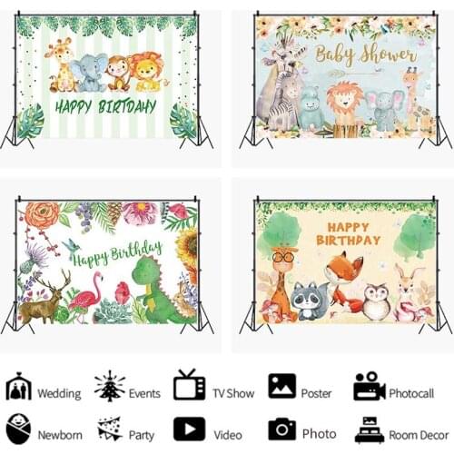 Cartoon Zoo Animal Party Series Background Girl Birthday Venue Decoration Photography Studio Photo Child Room Ornament Backdrop