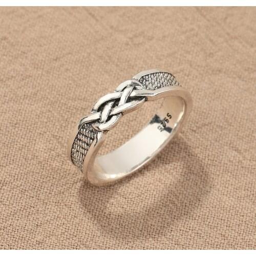 Handmade Viking Infinite Thai Silver Rings For Men Women Vintage Jewelry Accessories Slavic Punk Ring Bague Gift