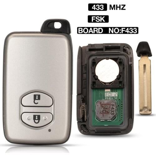 Kutery Board Number F433 Smart Remote Key 433Mhz 2 Buttons FSK Modulation For Toyota Avensis Land Cuiser Prado Camry Keyless