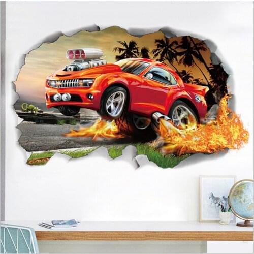 Vivid Cartoon 3d Vivid Car Wall sticker For kids Rooms Living Room boy bedroom decor Wall decals Home Decor