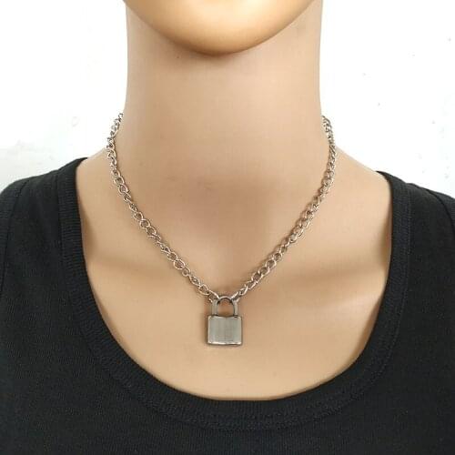 Women Jewelry Silver Color PadLock Pendant Necklace Brand New Stainless Steel Chain Necklace Friendship Gifts