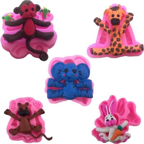 Animals Silicone Mold Baby Birthday Party Fondant Cake Decorating Tools Chocolate Gumpaste Molds Clay Candy Mould