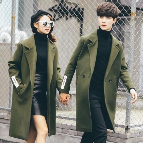 Winter Wool long coat men women loose autumn winter thicke woolen couple coat wool coat jacket women long coat woman coats