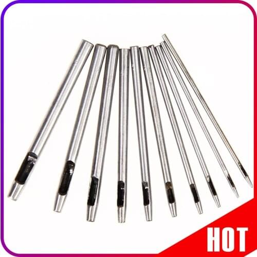 10pcs Leather Tools Leather Punch Leathercraft Hole Craft Set Hollow Puncher Belt Punch 0.5 1 1.5 2 2.5 3 3.5 4 4.5 5mm