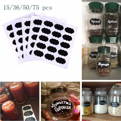 15/36/50/75pcs Stickers Blackboard Sticker Label Sticker Organizer Kitchen Chalkboard Craft Mark Multifunction Novel Stationery