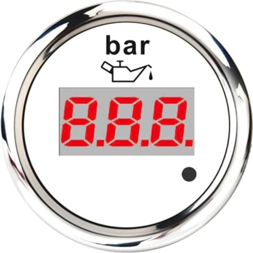 2'' 52mm100Bar Digital Oil Pressure Gauge Red LED Waterproof for Car & Truck - White Dial