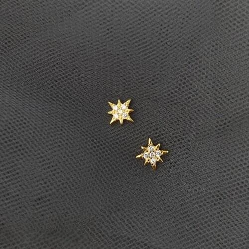 2021 New Temperament Silver Color Pave Crystal Zircon Star Studs Earrings Women Girl Simple Fashion Wedding Jewelry Accessories