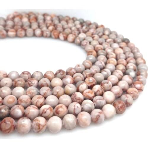 4-12mm High Quality Natural Gemstone Round Pink Picasso Jasper Demi Precious Stone Jewelry Making Bracelet Necklace Stone Beads