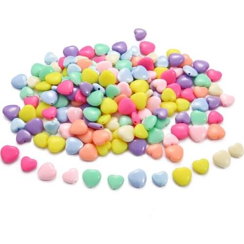 45-75Pcs/lot 12mm 14mm Love Heart Acrylic Candy Color Loose Loose Spacer Beads for Jewelry Making DIY Kids Neckalce Bracelets