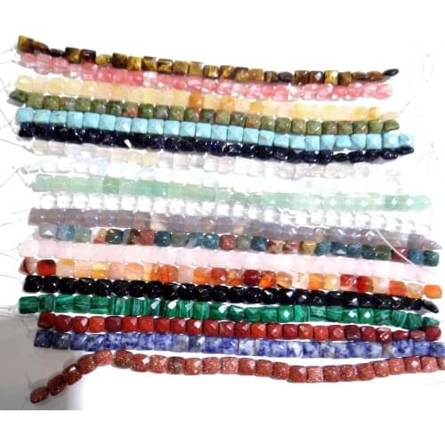 8*8mm Natural stone lapis Quartz crystal Opal Turquoises tiger eye beads pendant for Diy Jewelry Making Necklace Accessories25pc