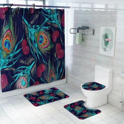 Abstract Bath Mat and Shower Curtain Set Bath Mats Bathroom Floor Mats Waterproof Curtain in The Bathroom