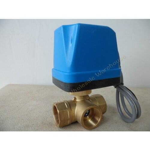 AC220V DN20(G3/4") Electric Motorized Brass Ball Valve 3 Way 3-Wire with Actuator M03 dropship with LED indicateor light