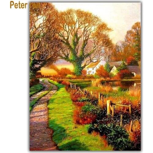 Diamond painting cross stitch landscape 5d Square\Round diamond mosaic Rhinestone Full Diamond embroidery Country house corridor