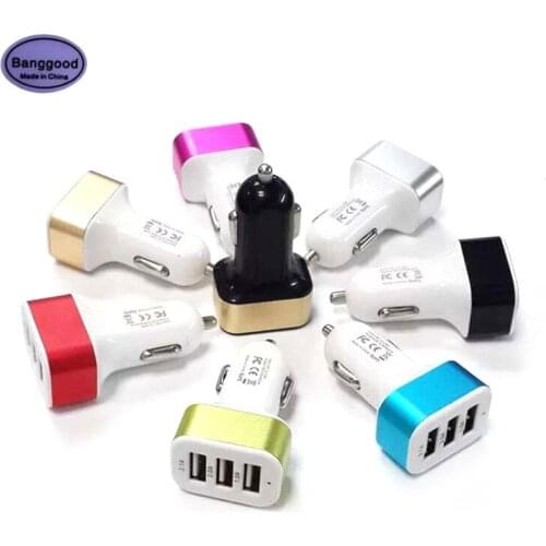 1pcs 12V/24V USB 3 Ports Fast Car Charger DC 5V 2.1A & 1A Quick Charging Adapter For GPS Mobile phone MP3 Charge Random Color