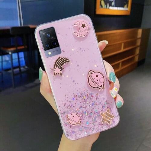 Phone case VIVO V21 5G Glitter Star Space TPU Transparent Soft Cover VIVO V21 5G Casing