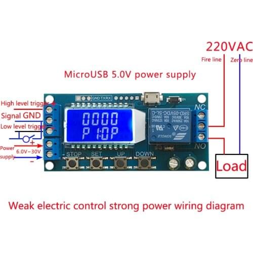 Digital display LCD Timer Relay Delay Switch Module Input/Output Switch Time-delayed trigger Cycle timing circuit switch