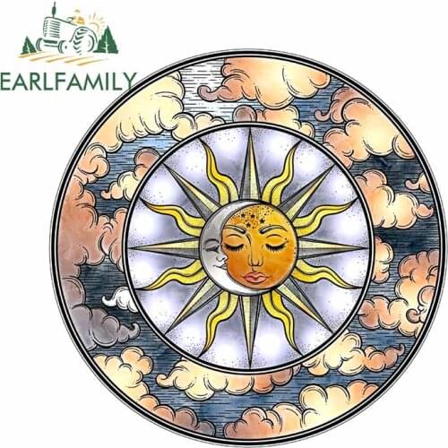 EARLFAMILY 13cm x 12.9cm For Sun Moon Car Bumper Decal Windows Car Stickers Occlusion Scratch Air Conditioner Custom Printing