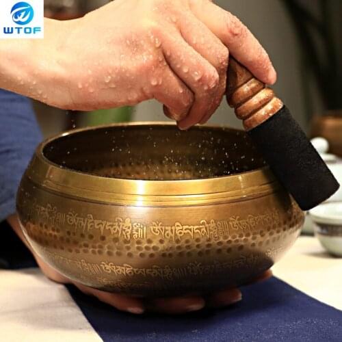Purple Copper Ritual Sanskrit Buddha Sound Bowls Nepal Handmade Yoga Meditation Singing Bowl Exhausted Buddhism Decoration