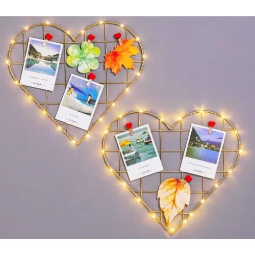 Creative iron mesh photo wall home decoration girls dormitory hanging photo iron frame hemp rope clip