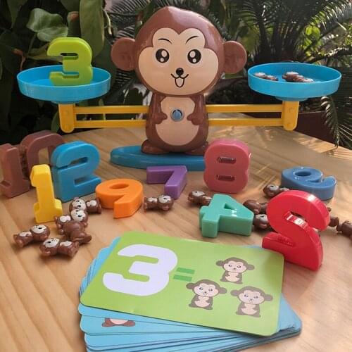 Math Match Game Board Toys Monkey Cat Match Balancing Scale Number Balance Game Kids Educational Toys Learn Add And Subtract