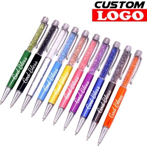 50Pcs/Lot Customized LOGO Metal Handwritten Touch Ballpoint Pen Cute Wedding Birthday Gift Gel School Office Lettering Signature