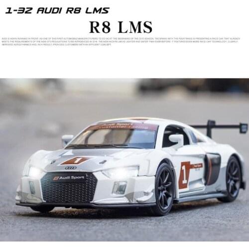 1:32 R8LMS Diecast Alloy Model Car Die Cast Toy Car For Children Kids Boys Gifts Strong Pull-back Sports Car Model Light Sound