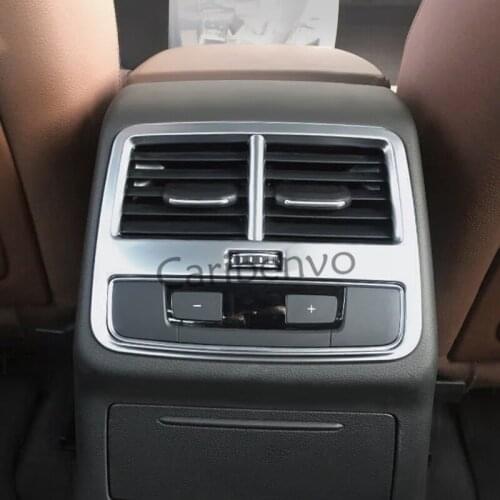 Matte Silver Car Rear Seat Air Outlet Vent Trims For 2016-2019 Audi B9 A4 A5 Interior Accessories