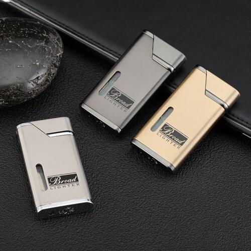 NEW Ultra-thin Mini Torch Metal Lighter Windproof Butane Gas Lighters Red Flame Cigar Cigarette Lighter Gadgets For Men