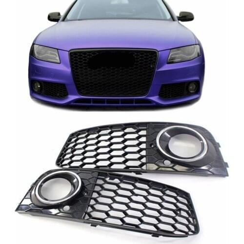 New 1Pair Car A4 Fog Light Cover Grille Grill Honeycomb Mesh Fog Light Lamp Open Vent Grille For Audi A4 B8 RS4 Style 2009-2012