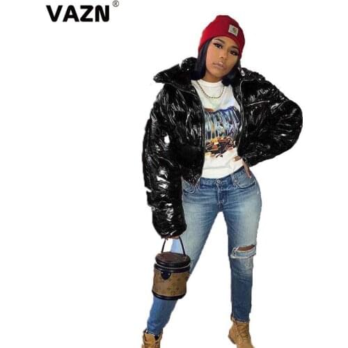 VAZN 2020 Winter New Solid Simple Casual High-end Down Jackets Full Sleeve Energy Daily Regular Top Women Slim Outwears