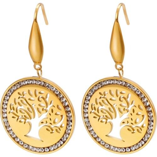 New Christmas Round cubic zirconia stainless steel Stud Earrings for women girls