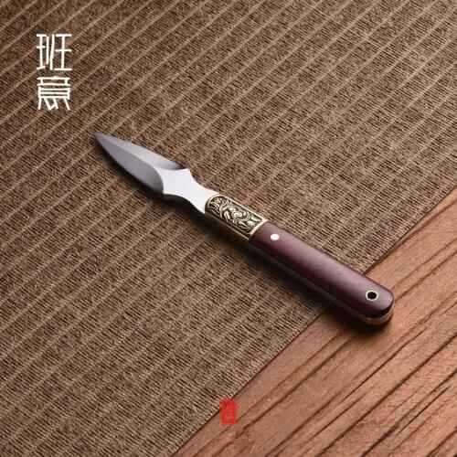 Sandalwood Metal Tea Knife Needle Chinese Home Handmade Gift Thickening Tea Knife Green Tea Cadeau Household Products DG50TNC