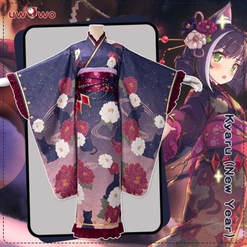 Uwowo Game Princess Connect! Re:Dive Kyaru New year Ver. Cosplay Costume Cute Kimono Dress
