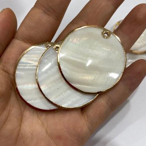 Natural White Shell Pendant Disc Shape Making Jewelry Necklaces Bracelets Etc Package Sale 25/40mm