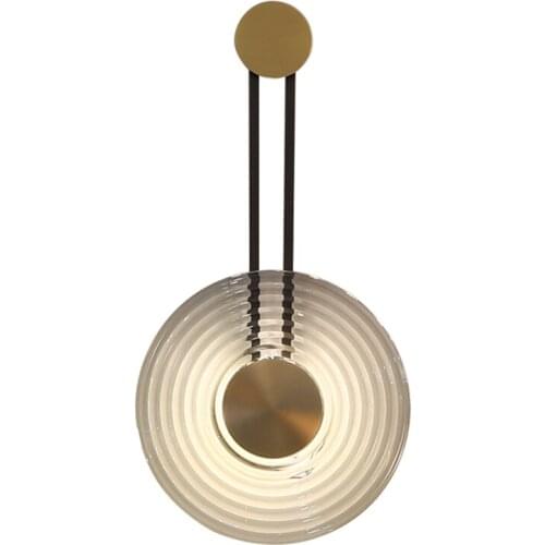 Luxurious Glass Water Corrugated Wall Lamps Living Room Full Copper Background Wall Lights Post Modern Villa Bedroom Fixtures