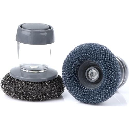 Kitchen Soap Dispensing Palm Brush Washing Liquid Dish Brush Soap Pot Utensils with Dispenser Cleaning bathroom cleaning tools