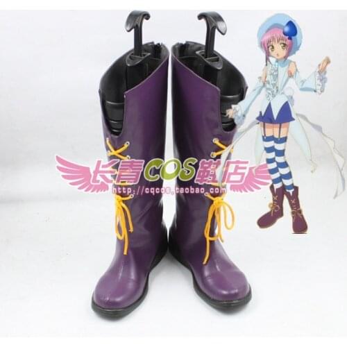 Shugo Chara Hinamon Amu Purple Halloween Long Cosplay Shoes Boots C006