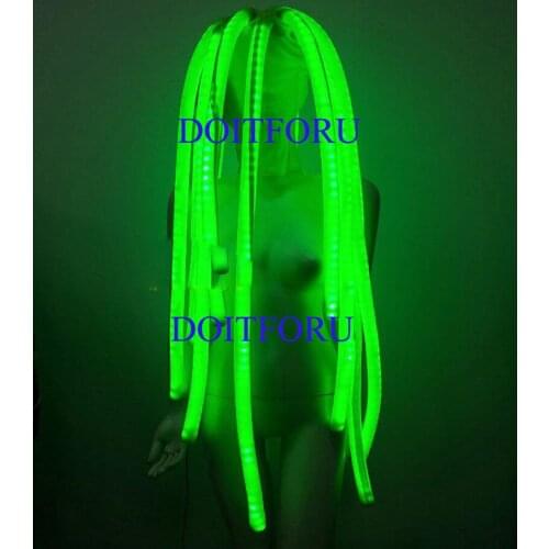 DHL Free glow LED Light Up Hair Luminous Cosplay Wigs Halloween Christmas Headwear Party For Dancing Bar DJ Club