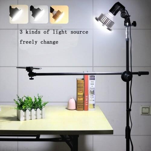 Photo Video 35W LED Light Lamp + Adjustable Phone Shooting Bracket Stand With Boom Arm Photo Studio Kits