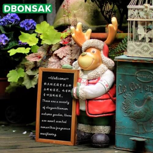 Outdoor Christmas Moose Ornaments Cartoon Resin Elk Sculpture Welcome Sign Animal Decoration Garden Courtyard Christmas Decor