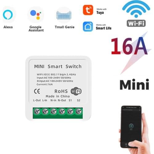 10A/16A Tuya Wifi DIY Smart Switch Smart Life Push Module Support 2 Way Voice Control Smart Life App Work with Google Home Alexa