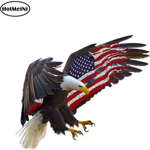 HotMeiNi Eagle american flag RAW ver4 printcut Vinyl Decal bumper window Car Laptop Car Sticker Car Accessories 13cm x 15cm
