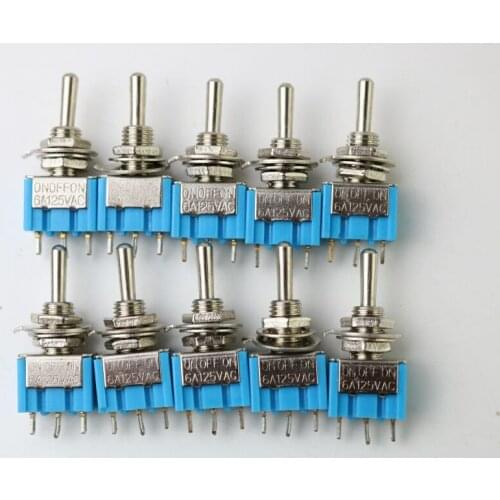 10pc/LOT Blue Mini MTS-102 3-Pin SPDT ON-ON 6A 125VAC Miniature Toggle Switches