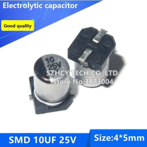 100pcs SMD 10UF 25V 4*5 Electrolytic capacitor