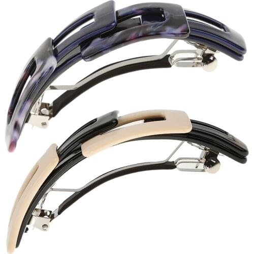 2Pack Vintage Leopard Print Large French Barrette Ponytail Holder Hair Clips