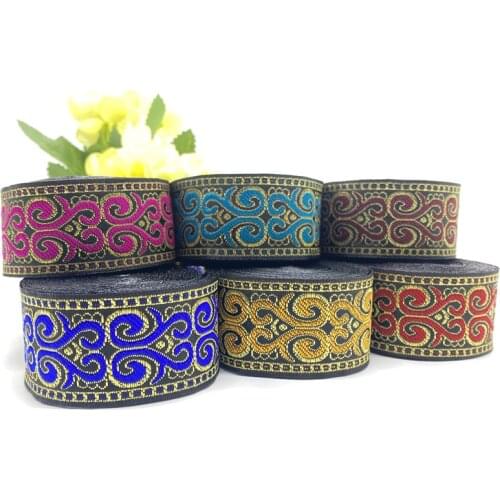 2Yards 34mm Vintage Ethnic Embroidery Lace Ribbon Boho Lace Trim DIY Clothes Bag Accessories Embroidered Fabric Custom