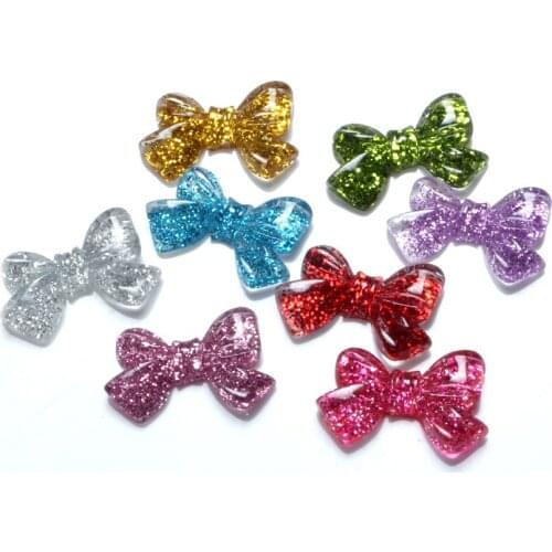 30Pcs Mixed Resin Bling Bowknot Decoration Crafts Kawaii Beads Flatback Cabochon Embellishments For Scrapbooking DIY Accessories